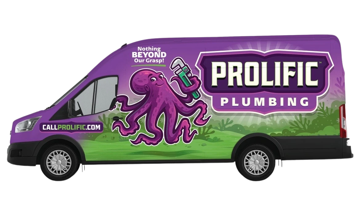 Prolific Plumbing octopus-wrapped service van in the Sarasota area