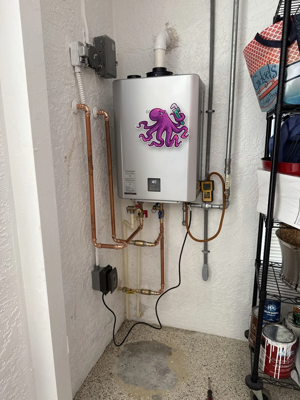 Prolific-branded tankless water heater install in Sarasota